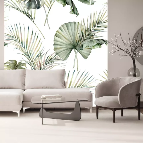 Sticker  Feuilles exotiques sur fond blanc