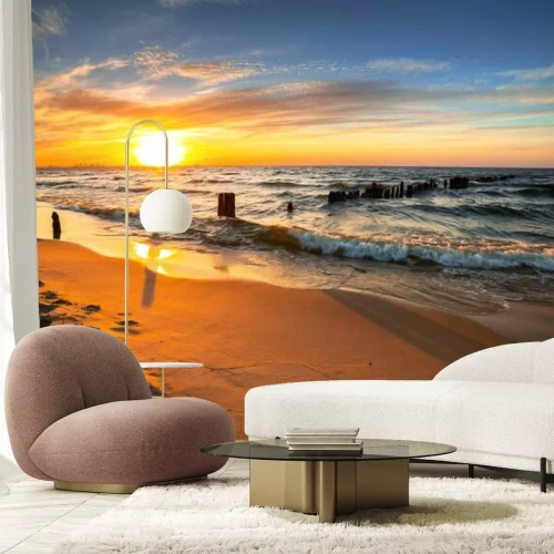 Papier peint  Coucher de soleil pittoresque sur la mer Baltique