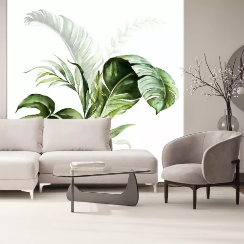 Sticker  Feuilles tropicales sur fond blanc