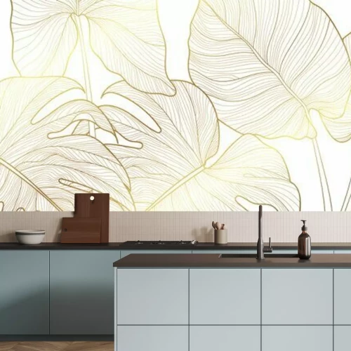 Sticker  Illustration avec des feuilles de monstera