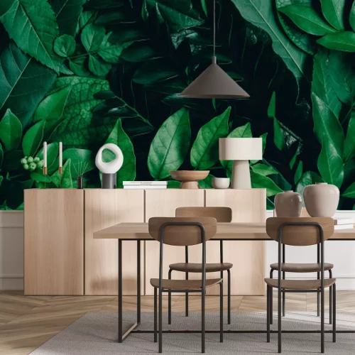 Sticker  Abstract green leaves nature texture background. Creative layout for design