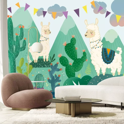 Papier peint  Lamas dans les montagnes