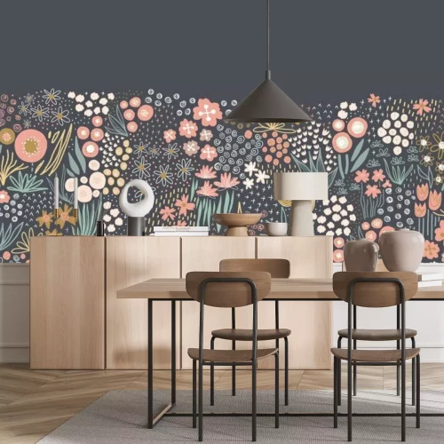 Sticker  Illustration subtile avec des fleurs colorées