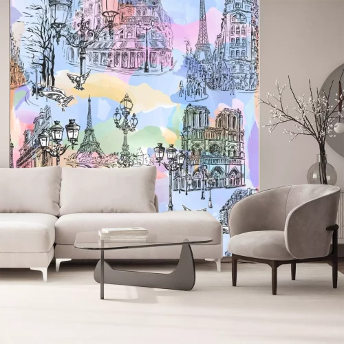 Sticker  Paris watercolor wallpaper
