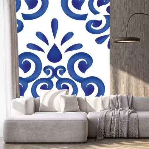 Sticker  Ornements bleus sur fond blanc