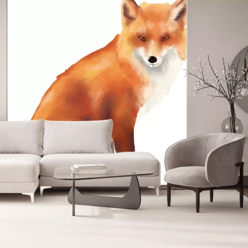 Sticker  Autumn red bright watercolor Fox. High resolution 300 dpi
