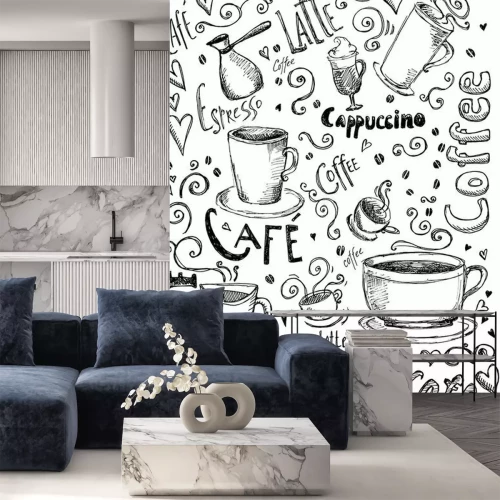 Sticker  Tasses à café graphiques noir et blanc