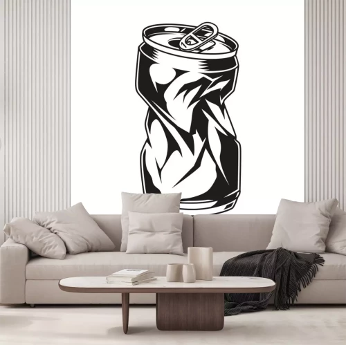 Sticker  Vintage crumpled beer can concept