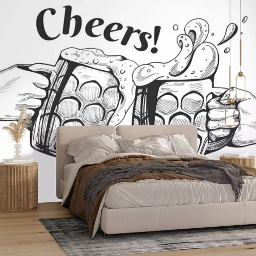 Sticker  beer mugs cheers clinking