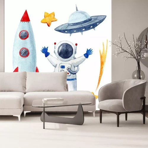 Sticker  Dessin d'étoile et de fusée d'astronaute de comète