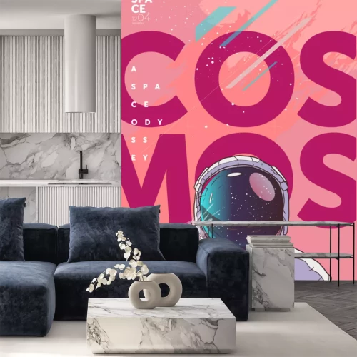 Sticker  Astronaute de l'espace sur un graphique de fond rose