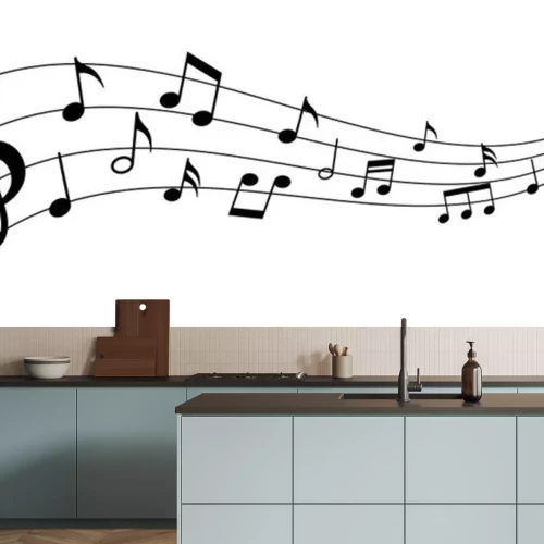 Sticker  Set of musical notes. Black musical note icons. Music elements. Treble clef. Vector illustration.