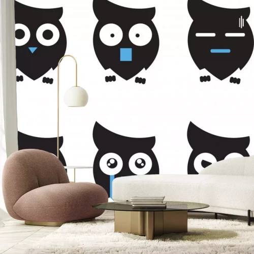 Sticker  Hiboux minimalistes noirs