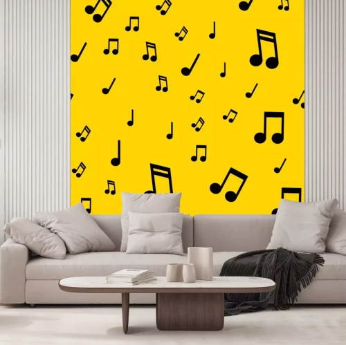 Sticker  Musical notes seamless pattern. Music note texture background.