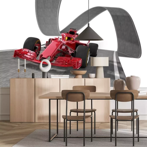 Sticker  red f1 racecar on a wired track 1