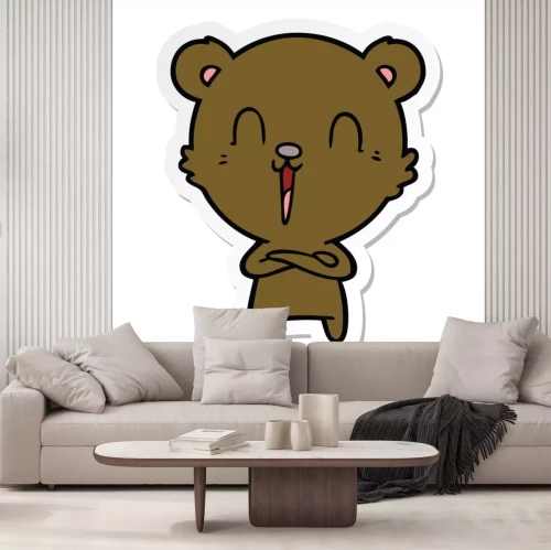 Sticker  sticker of a happy cartoon bear