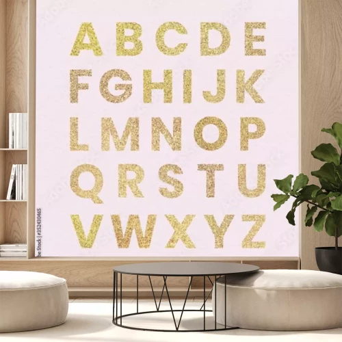 Sticker  Lettres scintillantes de l'alphabet sur fond rose