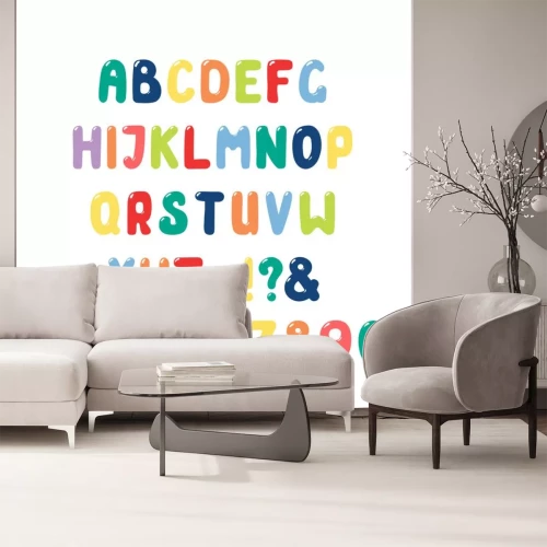 Sticker  Alphabet et chiffres aux couleurs de l'arc-en-ciel