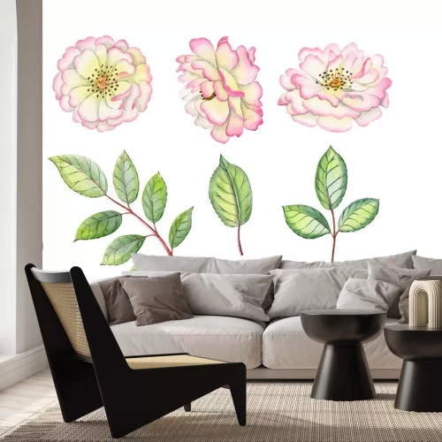 Sticker  Watercolor hand drawn roses. Can be used as print, poster, postcrad, invitation, greeting card, packaging design, stickers.