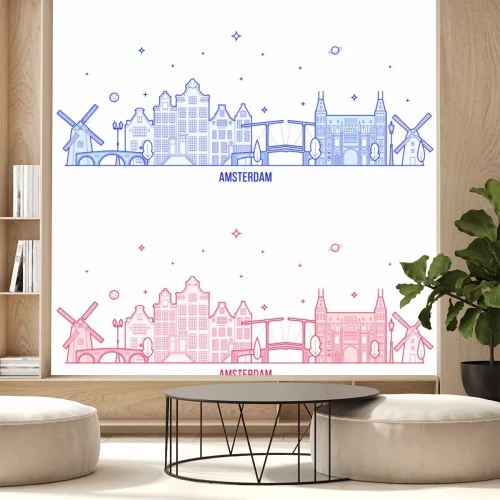 Sticker  Amsterdam skyline Netherlands vector city building
