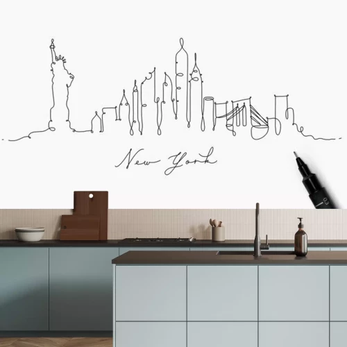 Sticker  Pen line silhouette new york