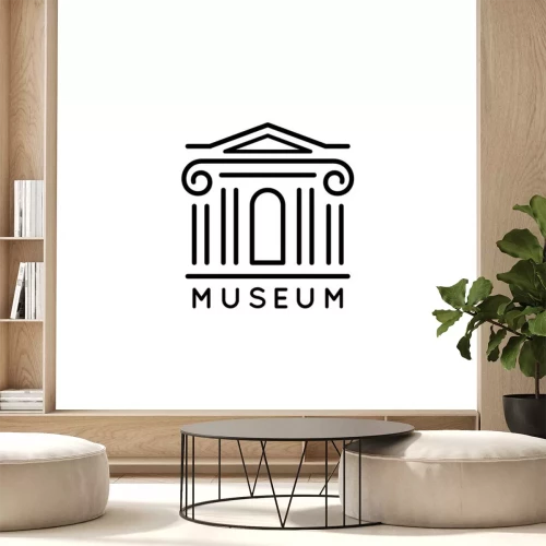 Sticker  Museum logo Is in a trendy minimal linear style. Vector icon of a Bank building with columns. Simple emblem