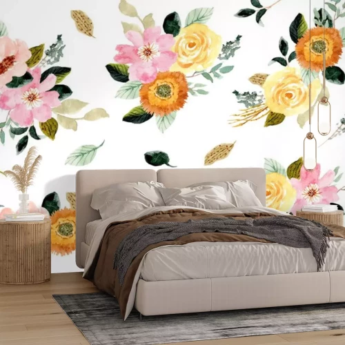 Sticker  Ensemble d'illustrations florales délicates à l'aquarelle