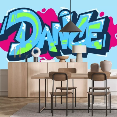 Sticker  Abstract Word Dance Graffiti Style Font Lettering Vector Illustration Art