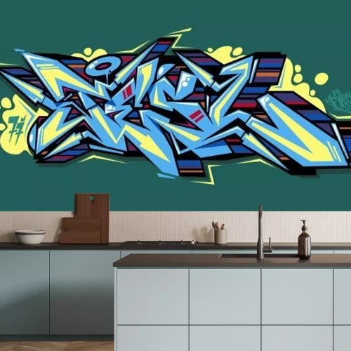 Sticker  Abstract Word Lets Graffiti Style Font Lettering Vector Illustration Art