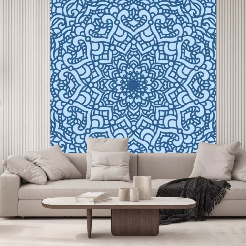Sticker  Openwork, decorative, abstract, symmetrical pattern in the form of a square. Suitable for curtains, wallpaper, fabric, tile, wrapping paper.