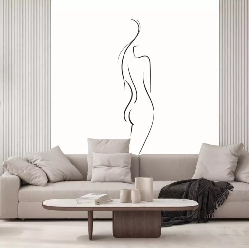 Papier peint  Dessin au trait d'une silhouette féminine nue