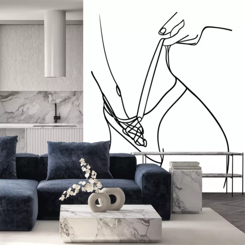 Sticker  Black line silhouettes of female body in underwear. - Vector illustration