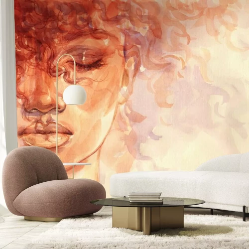 Sticker  Portrait d'une femme afro-américaine peint à l'aquarelle