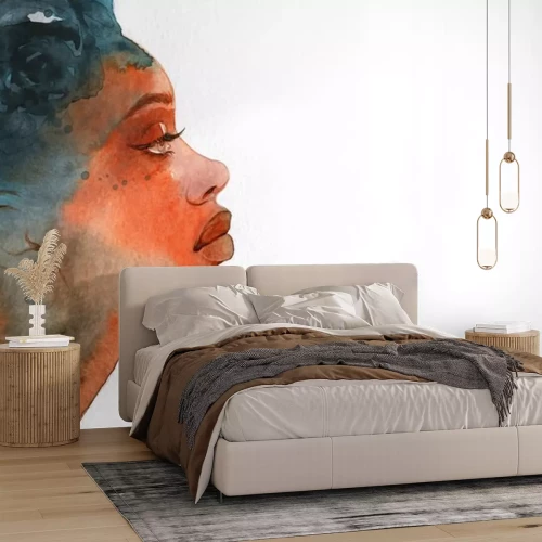 Sticker  african american woman. illustration. watercolor painting
