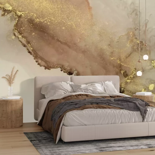 Papier peint  Texture marbrée abstraite aux touches dorées