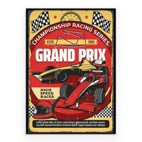 Poster  Courses de voitures miniatures en graphismes rétro