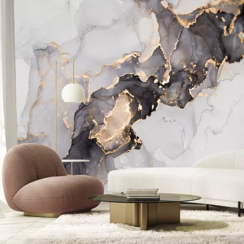 Papier peint  Abstraction en marbre avec de l’or