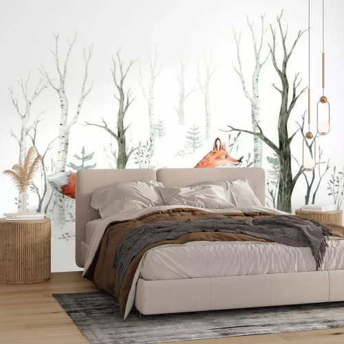 Papier peint  Illustration à l'aquarelle d'un petit renard