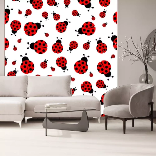 Sticker  Motif coccinelles rouges sur fond blanc