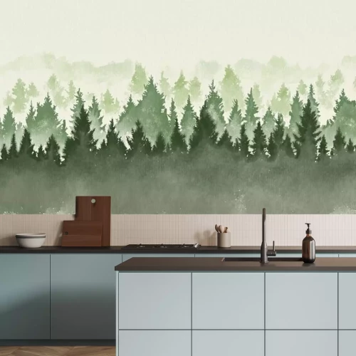 Sticker  Aquarelle forêt dans la brume