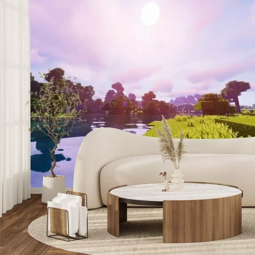 Papier peint  Paysage et rivière sur Minecraft