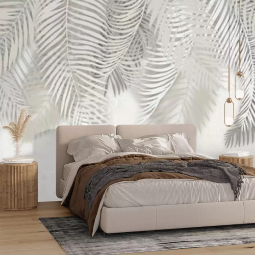 Papier peint  Palmiers blancs dans le vent