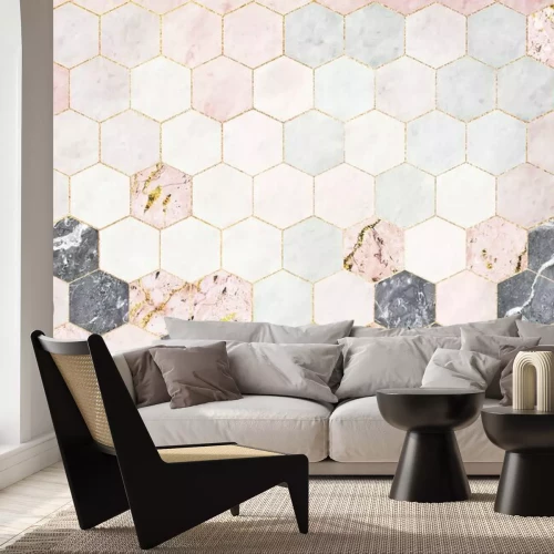 Papier peint  Texture hexagonale avec pierre