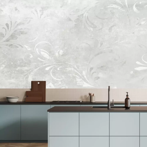 Papier peint  Fond en béton dans des tons de gris avec ornements