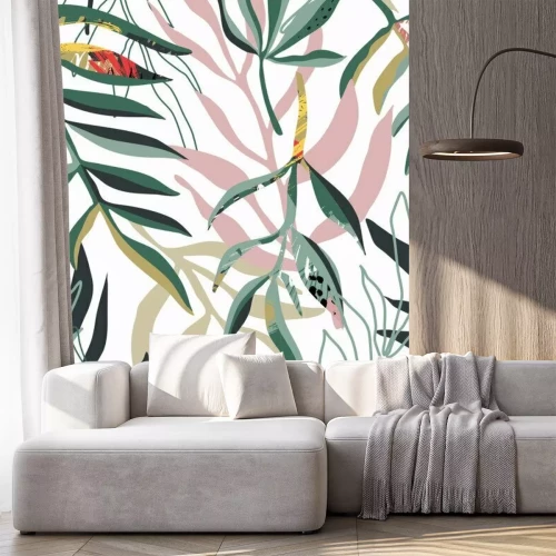 Sticker  Feuilles tropicales abstraites sur fond blanc