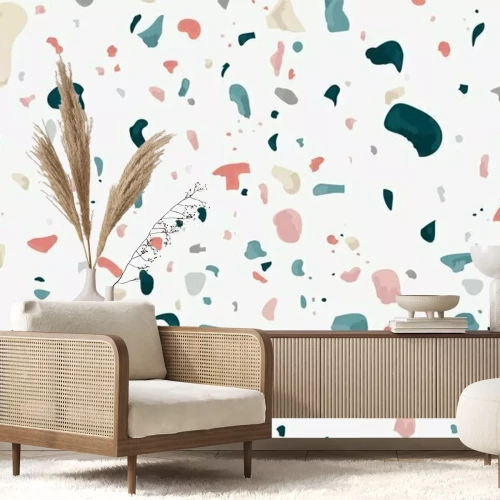 Sticker  Terrazzo coloré sur fond blanc