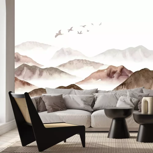 Papier peint  Paysage de montagnes minimaliste