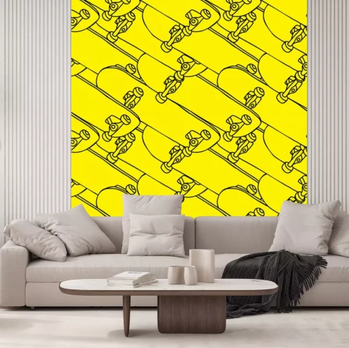 Sticker  Skateboard en jaune