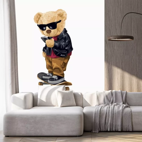 Sticker  Un skateboard et un ours en peluche