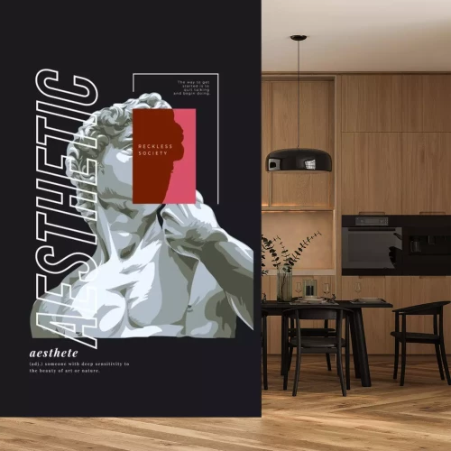 Sticker  vector illustration antique statue on black background for fashion print